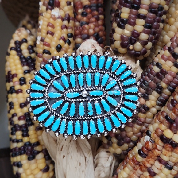 Stunning Large Native American Zuni Turquoise Cluster Pendant ππ©Ά - Picture 2 of 11